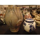 Burleighware Ironstone ginger jar and a twin handled vase etc