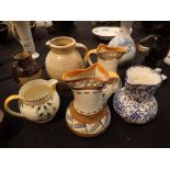 Collection of mixed maker jugs including Wedgwood Myott and Royal Doulton