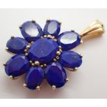 Silver gold plated large lapis lazuli cluster pendant