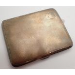 Hallmarked engine turned silver cigarette case with gilt interior assay Birmingham