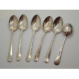 Set of six hallmarked silver teaspoons 68g