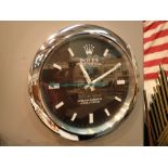 Dealers wall clock D: 28 cm CONDITION REPORT: Although the word Rolex is used on the