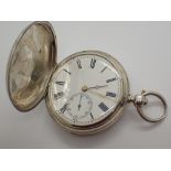 Fine silver key wind full hunter pocket watch