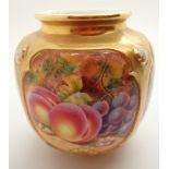 Royal Worcester fallen fruits vase painted by H Henry H: 9 cm