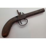 Antique percussion cap pistol A/F CONDITION REPORT: Does not fire, striker broken.