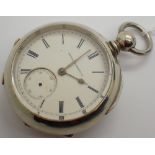 Hampden white metal open faced pocket watch with Springfield movement