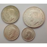 1939 near mint uncirculated silver half crown two shillings one shilling and six pence four coin