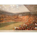 COLIN GIBSON framed print of Wales Win the Grand Slam Rugby 2003 with blindstamp 46 x 36 cm