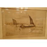 HENRY G WALKER signed print Filey Beach 28 x 18 cm