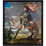 Very large oil on canvas of Michael Jackson on a white horse with cupids