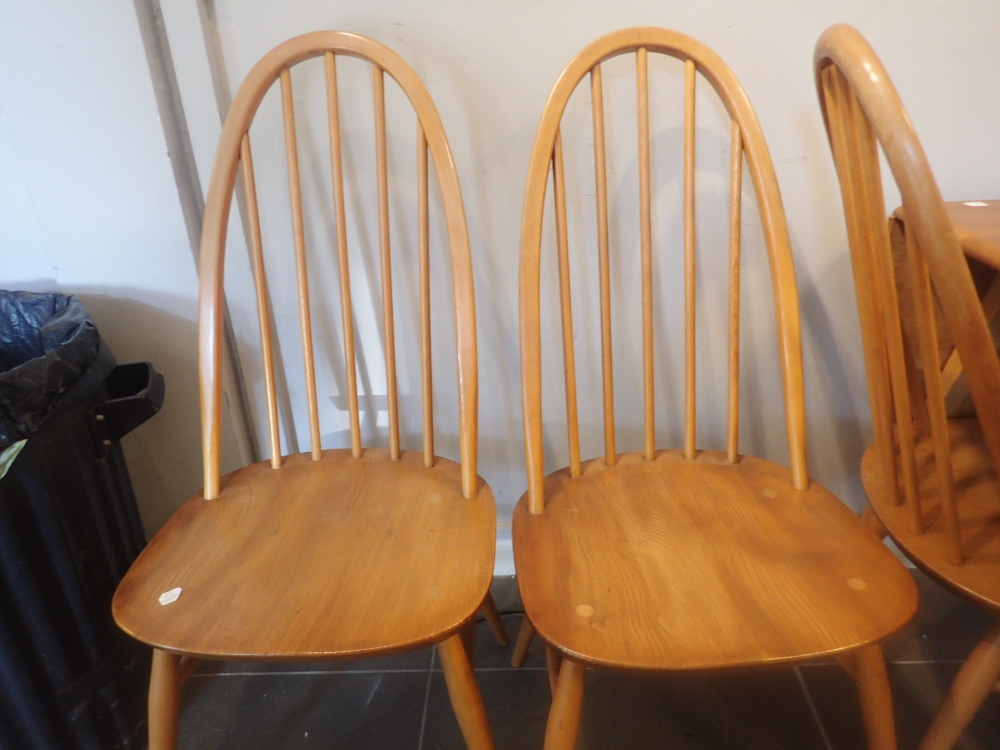 Ercol elm dropleaf table and four stickback elm chairs 74 x 137 cm CONDITION REPORT: - Image 2 of 5