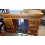 Twin pedestal desk with leather top