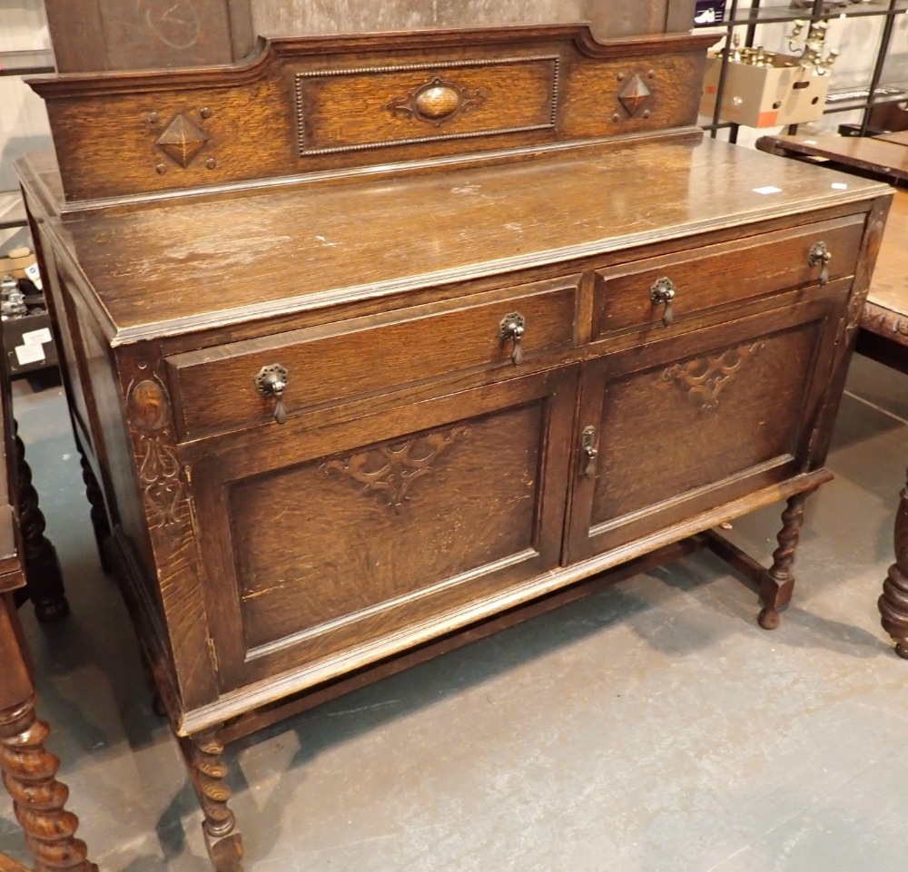 Oak sideboard with two drawers and two cupboards 122 x 44 cm