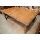 Victorian oak wind out dining table with two extra leaves 150 cm closed 244 cm extended