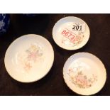 Three Royal Doulton floral pin dishes