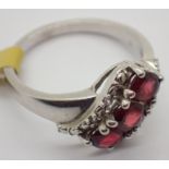 Silver TGGC garnet trilogy ring size Q