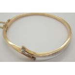 9ct solid yellow and white gold three diamond set bangle RRP £1500 +