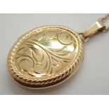 9ct gold oval locket complete with interior by JA Mainline on 9ct gold necklace