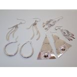Four pairs of 925 silver earrings