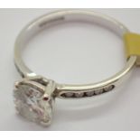 9ct white gold moissanite solitaire ring size L main stone approximately 1ct