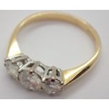 18ct gold three stone moissanite ring size M