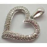 New old stock 14ct white gold diamond encrusted heart pendant