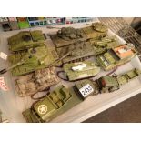 Tray of Dinky diecast military vehicles mainly tanks