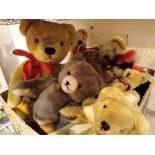 Collection of mixed teddy bears including Merrythought and straw filled example