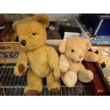 Two plush teddy bears ( one with moveable joints ) no names