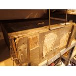Vintage plywood storage box with metal fasteners