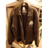 Black leather bomber jacket size S with Planet Hollywood emblazened to back and Planet Hollywood