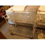 Retro wrought iron and glass tea trolley