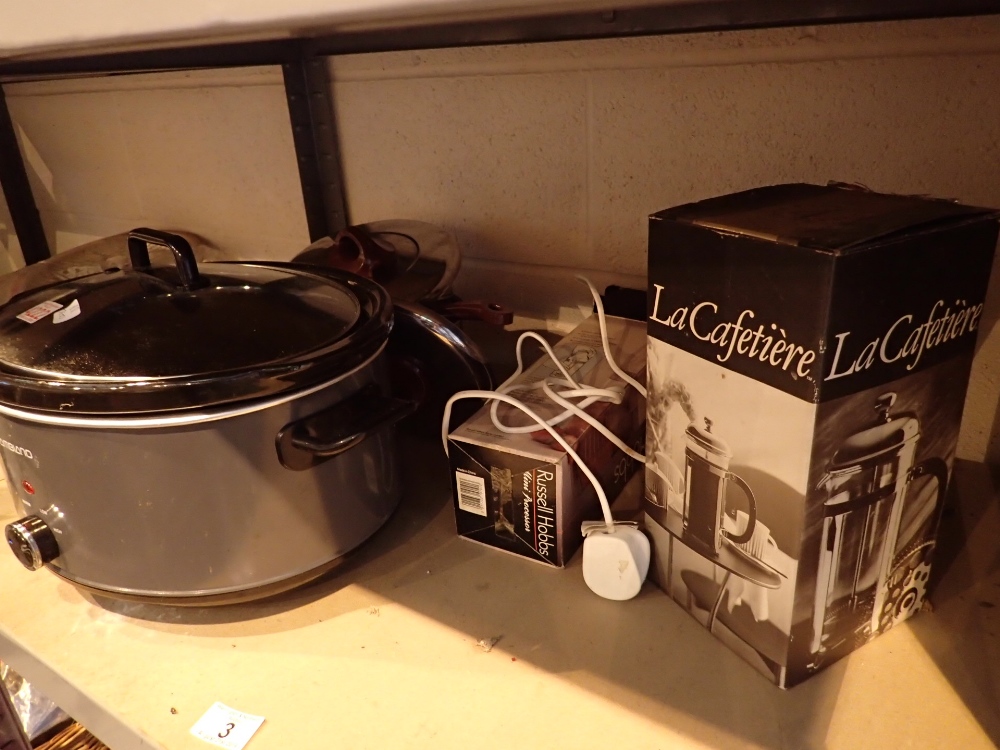 Ambirno slow cooker set of pans and kitchen items CONDITION REPORT: All electrical