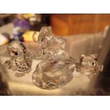 Four Swarovski crystal animals