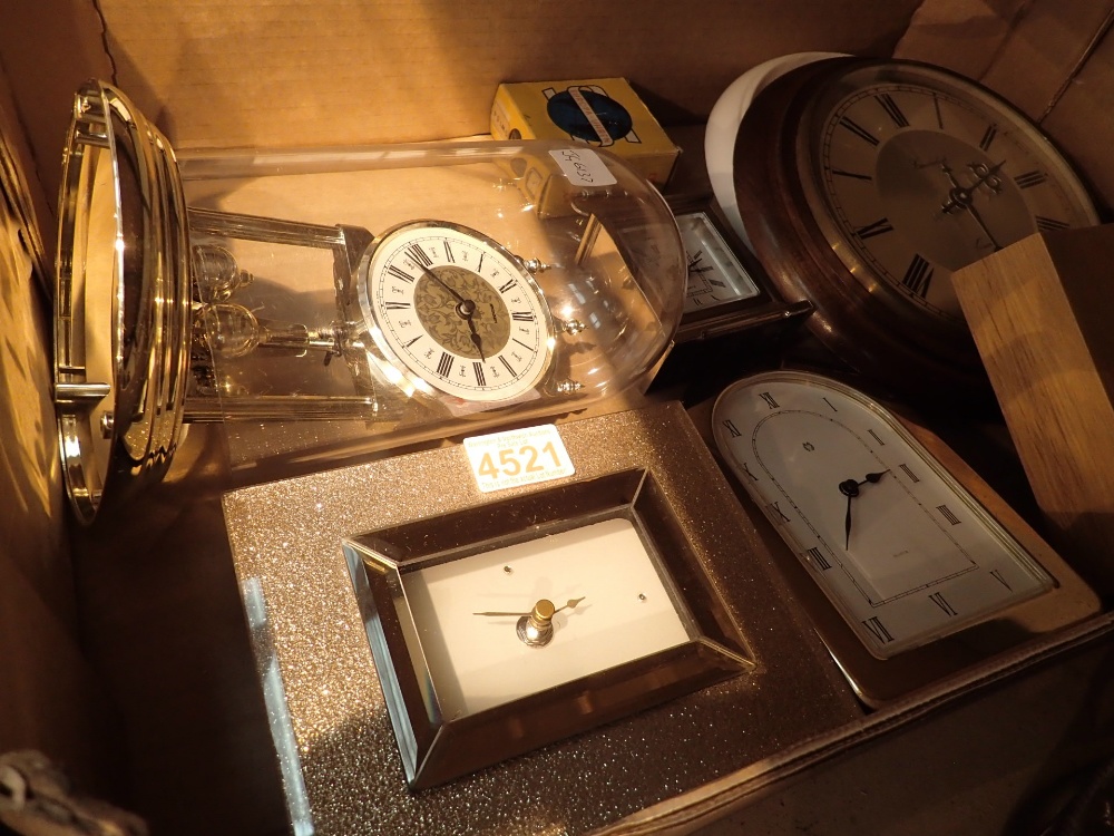 Collection of eight clocks including anniversary clock example