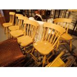 Set of six beech farmhouse kitchen chairs