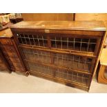 Oak Globe Wernicke style bookcase with lead glazed doors 130 x 30 x 126 cm H