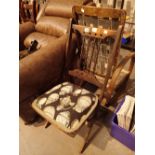 Folding Edwardian chair with upholstered seat