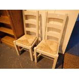 Pair of rush seated modern kitchen chairs