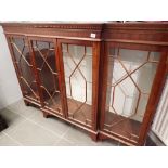 Large mahogany breakfront bookcase with glass shelves W: 175 cm CONDITION REPORT: H: