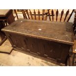 Antique oak carved coffer 107 x 51 x 54 cm H