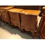 Pair of mahogany serpentine four drawer chests on cabriole legs 45 x 30 x 80 cm H