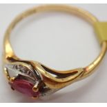 9ct gold ruby and diamond ring size M