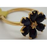 Silver gold plated black spinel flower r