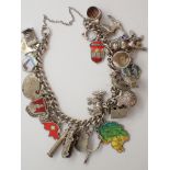 925 silver charm bracelet with 25 charms