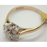 9ct gold diamond daisy cluster ring size