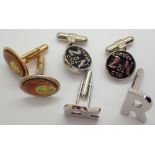 Three pairs of cufflinks including Jack