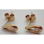 9ct gold diamond set tear drop stud earr