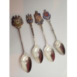 Four sterling silver and enamel vintage