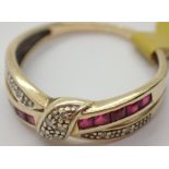 9ct gold ruby and diamond knot ring size